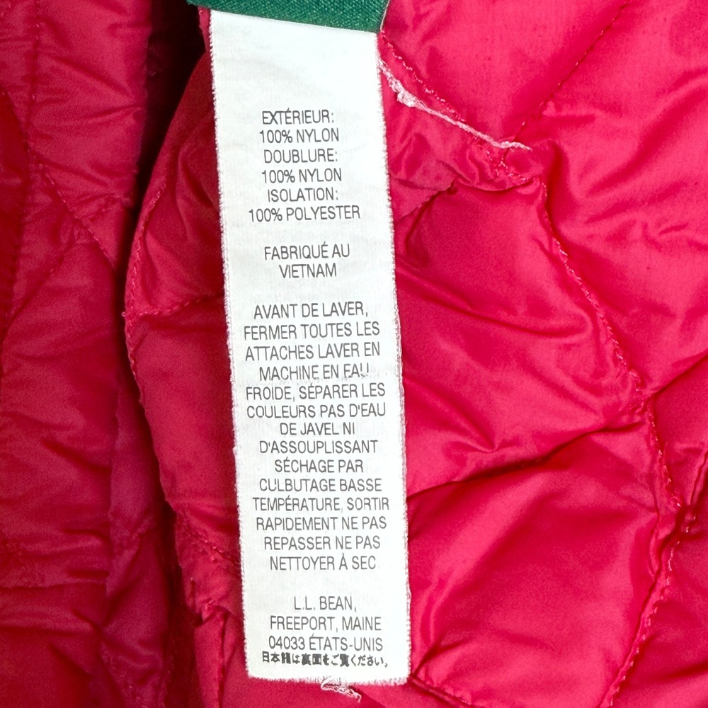 LL Bean Womens Quilted Jacket Pink Button Front Collared Diamond Stitch L Petite - Picture 9 of 11